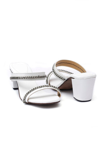 Snow White Chain Cruelty-Free Leather Heels